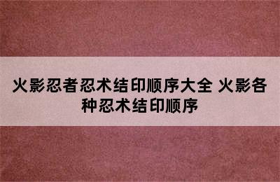 火影忍者忍术结印顺序大全 火影各种忍术结印顺序